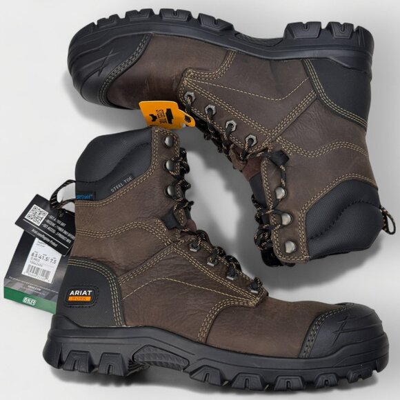 Ariat Treadfast 8in Waterproof Steel Toe Work Boot Men 8.5D Dark Brown NIB main image 14